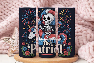Patriotic Skeleton Unicorn Tumbler Wrap Sublimation DesignSVG 
