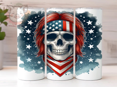 Patriotic Skull 20oz Tumbler Png, Straight & Tapered Tumbler Png, 4th Of July Tumbler Png, Digital Download PNG Sublimation Lara' s Designs 