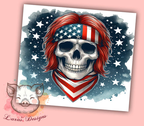 Patriotic Skull 20oz Tumbler Png, Straight & Tapered Tumbler Png, 4th Of July Tumbler Png, Digital Download PNG Sublimation Lara' s Designs 