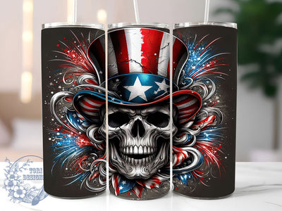 Patriotic Skull Flag 20oz Tumbler Wrap, USA Flag Design, American Flag Skull, Military Tribute Wrap, Sublimation Wrap, 20oz Tumbler Design, PNG Tumbler Wrap Sublimation ToriDesigns 