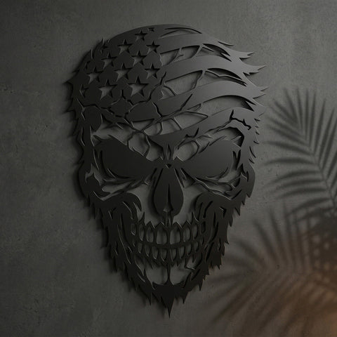 Patriotic Skull Flag Laser SVG | Plasma CNC Metal Wall Art File | American Flag Skull Dxf Png Eps | Laser Cut USA Skull Design SVG HappyDesignStudio 