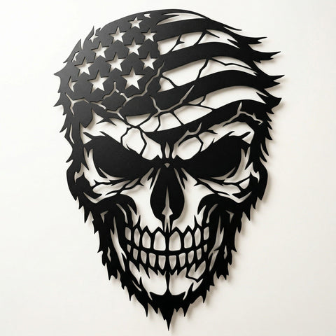 Patriotic Skull Flag Laser SVG | Plasma CNC Metal Wall Art File | American Flag Skull Dxf Png Eps | Laser Cut USA Skull Design SVG HappyDesignStudio 