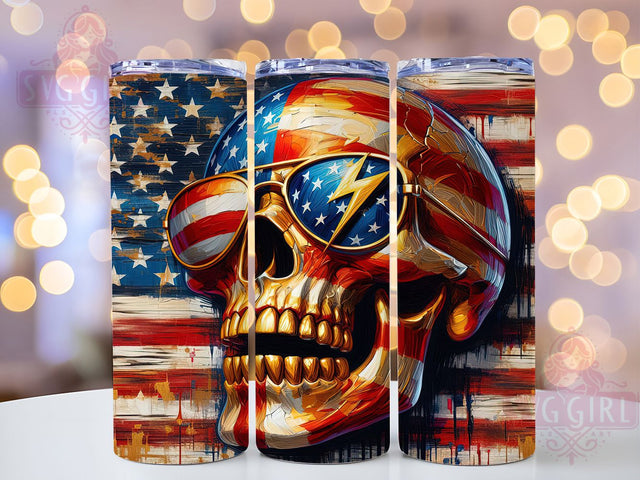 Patriotic Skull Flag Tumbler Wrap, American Flag Tumbler, Grunge Skull Art, USA Tumbler Wrap, Gothic American Design, Skull Sublimation, Distressed Flag Art Sublimation SvggirlplusArt 
