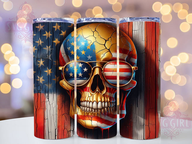 Patriotic Skull Flag Tumbler Wrap, American Flag Tumbler, Grunge Skull Art, USA Tumbler Wrap, Gothic American Design, Skull Sublimation, Distressed Flag Art Sublimation SvggirlplusArt 