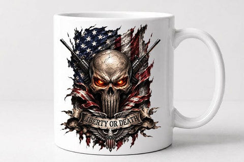 Patriotic Skull PNG American Flag Freedom Design Digital Download SVG BillahCrafts 