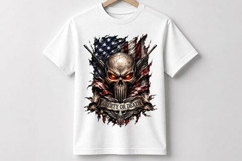 Patriotic Skull PNG American Flag Freedom Design Digital Download SVG BillahCrafts 