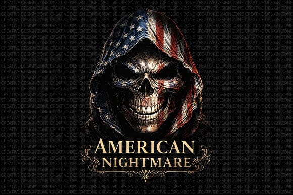 Patriotic Skull Shirt Design PNG – American Flag Hooded Graphic SVG BillahCrafts 