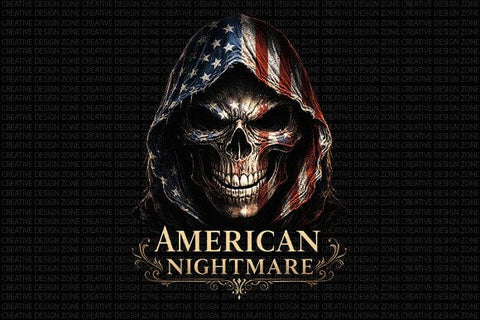 Patriotic Skull Shirt Design PNG – American Flag Hooded Graphic SVG BillahCrafts 
