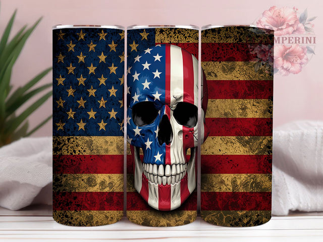 Patriotic Skull USA 20oz Tumbler, American Flag Tumbler, Skull Tumbler, USA Tumbler Wrap, 4th Of July Tumbler, 20oz Sublimation Wrap, Grunge America Tumbler Sublimation Li Zamperini 