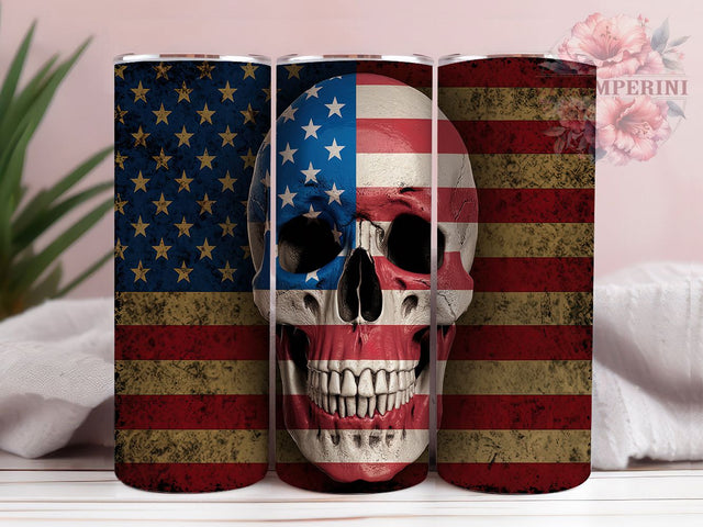 Patriotic Skull USA 20oz Tumbler, American Flag Tumbler, Skull Tumbler, USA Tumbler Wrap, 4th Of July Tumbler, 20oz Sublimation Wrap, Grunge America Tumbler Sublimation Li Zamperini 