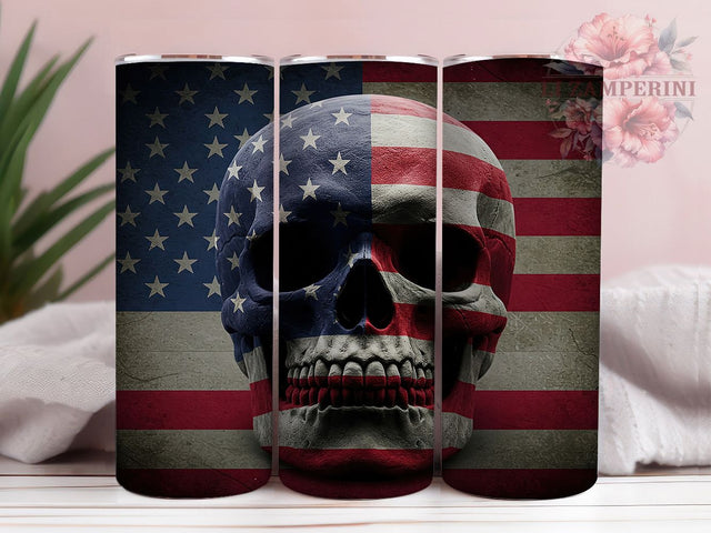 Patriotic Skull USA 20oz Tumbler, American Flag Tumbler, Skull Tumbler, USA Tumbler Wrap, 4th Of July Tumbler, 20oz Sublimation Wrap, Grunge America Tumbler Sublimation Li Zamperini 