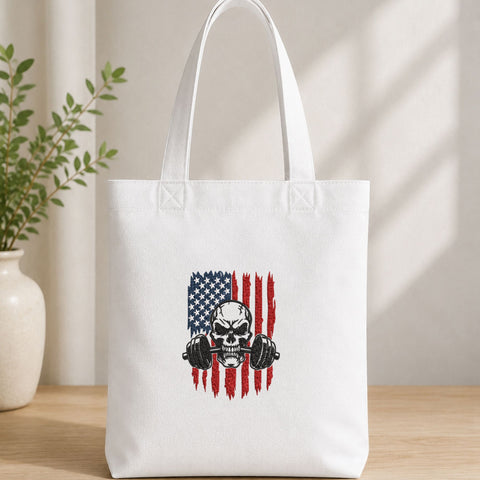 Patriotic Skull Weightlifting Machine Embroidery Design American Flag Gym Fitness PES DST Files Embroidery/Applique DESIGNS PatternFeed8 