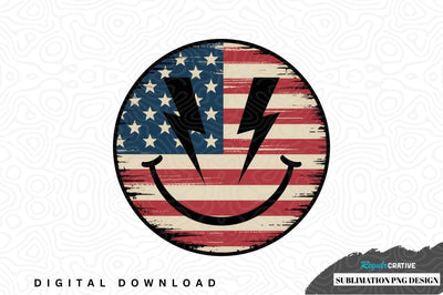 Patriotic smiley face sublimation png design Sublimation Regulrcrative 