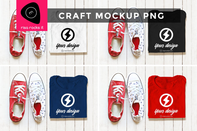 Patriotic Sneakers with Folded Tee Craft PNG Mockup Mock Up Photo Risa Rocks It 