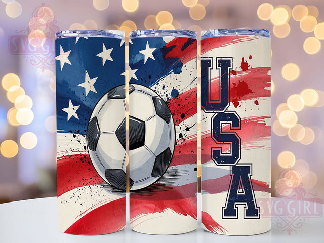 Patriotic Soccer Mom 20oz Tumbler Wrap, USA Soccer Tumbler, 20oz Sublimation Wrap, Patriotic Soccer Design, Sports Fan Drinkware, Red White Blue Tumbler, Soccer Mom Gift Sublimation SvggirlplusArt 