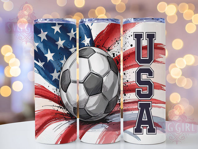 Patriotic Soccer Mom 20oz Tumbler Wrap, USA Soccer Tumbler, 20oz Sublimation Wrap, Patriotic Soccer Design, Sports Fan Drinkware, Red White Blue Tumbler, Soccer Mom Gift Sublimation SvggirlplusArt 