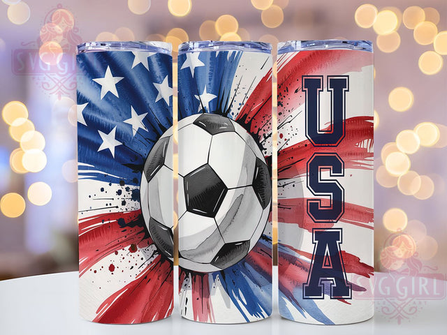 Patriotic Soccer Mom 20oz Tumbler Wrap, USA Soccer Tumbler, 20oz Sublimation Wrap, Patriotic Soccer Design, Sports Fan Drinkware, Red White Blue Tumbler, Soccer Mom Gift Sublimation SvggirlplusArt 