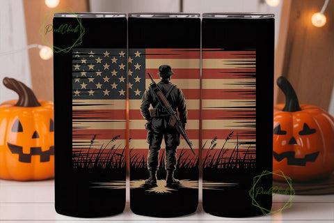 Patriotic Soldier 20oz Tumbler Wrap Sublimation PixelChick 