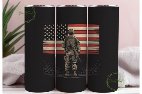 Patriotic Soldier 20oz Tumbler Wrap Sublimation PixelChick 