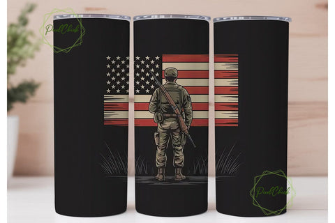 Patriotic Soldier 20oz Tumbler Wrap Sublimation PixelChick 