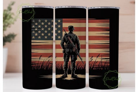 Patriotic Soldier 20oz Tumbler Wrap Sublimation PixelChick 