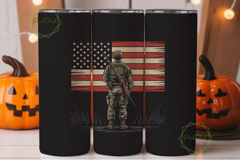 Patriotic Soldier 20oz Tumbler Wrap Sublimation PixelChick 