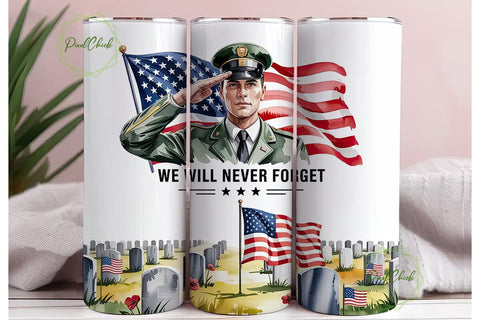 Patriotic Soldier Memorial 20oz Tumbler Sublimation PixelChick 