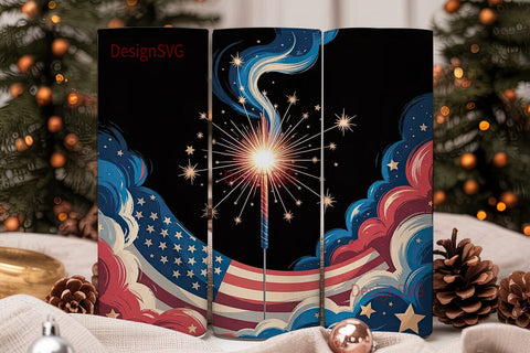 Patriotic Sparkler 20oz Tumbler Wrap Sublimation DesignSVG 