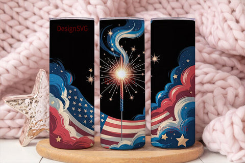 Patriotic Sparkler 20oz Tumbler Wrap Sublimation DesignSVG 