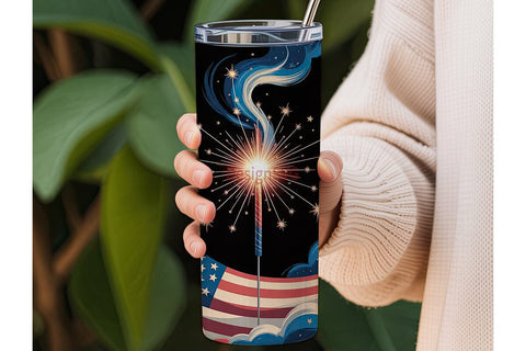Patriotic Sparkler 20oz Tumbler Wrap Sublimation DesignSVG 