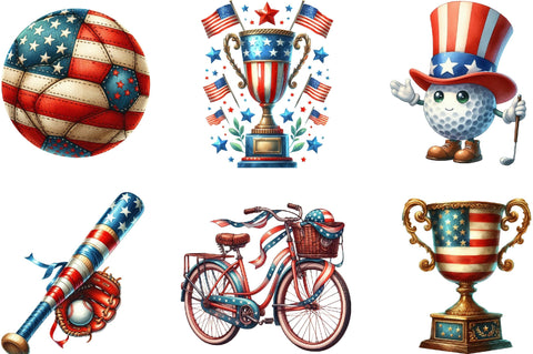 Patriotic Sports Elements Clipart Sublimation SVGista 