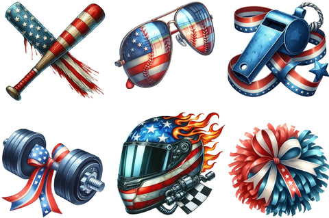 Patriotic Sports Elements Clipart Sublimation SVGista 