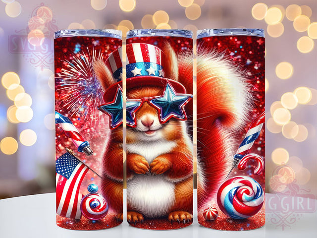 Patriotic Squirrel 4th of July Tumbler Wrap, Patriotic Animal Tumbler, American Flag Squirrel Tumbler, 20oz Tumbler Sublimation, USA Wildlife Tumbler, Digital Tumbler Wrap, 4th of July Tumbler Sublimation SvggirlplusArt 