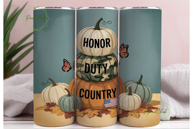 Patriotic Stacked Pumpkins 20oz Tumbler Sublimation PixelChick 