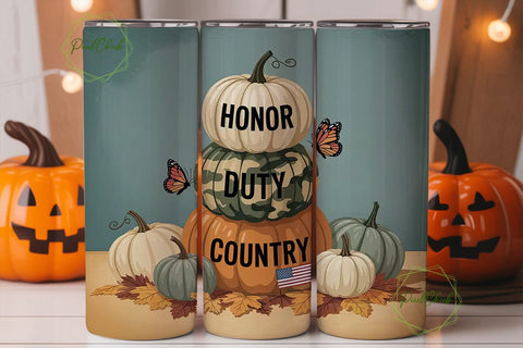 Patriotic Stacked Pumpkins 20oz Tumbler Sublimation PixelChick 