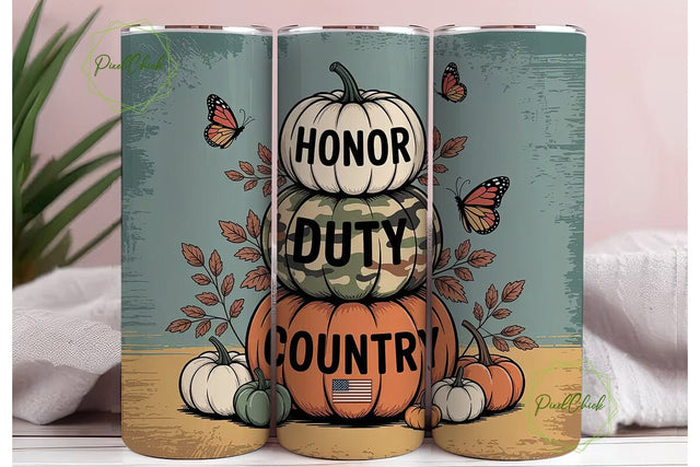 Patriotic Stacked Pumpkins 20oz Tumbler Sublimation PixelChick 