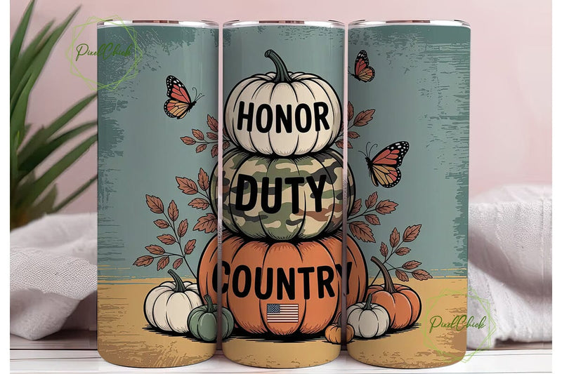 Patriotic Stacked Pumpkins 20oz Tumbler Sublimation PixelChick 