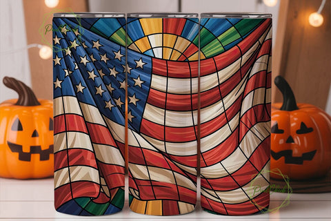 Patriotic Stained Glass 20oz Tumbler Sublimation PixelChick 