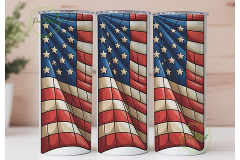 Patriotic Stained Glass 20oz Tumbler Sublimation PixelChick 