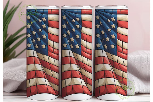 Patriotic Stained Glass 20oz Tumbler Sublimation PixelChick 