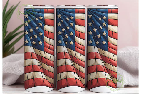 Patriotic Stained Glass 20oz Tumbler Sublimation PixelChick 