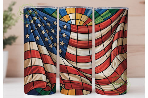 Patriotic Stained Glass 20oz Tumbler Sublimation PixelChick 