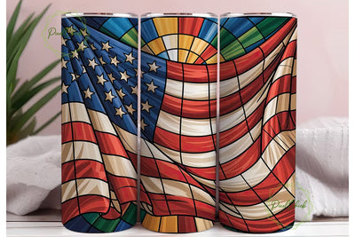 Patriotic Stained Glass 20oz Tumbler Sublimation PixelChick 