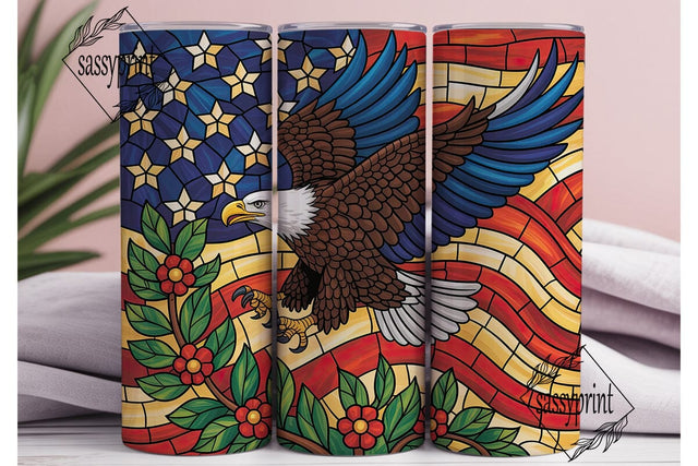Patriotic Stained Glass Eagle Tumbler Sublimation sassyprint 