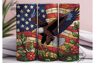 Patriotic Stained Glass Eagle Tumbler Sublimation sassyprint 