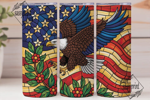 Patriotic Stained Glass Eagle Tumbler Sublimation sassyprint 
