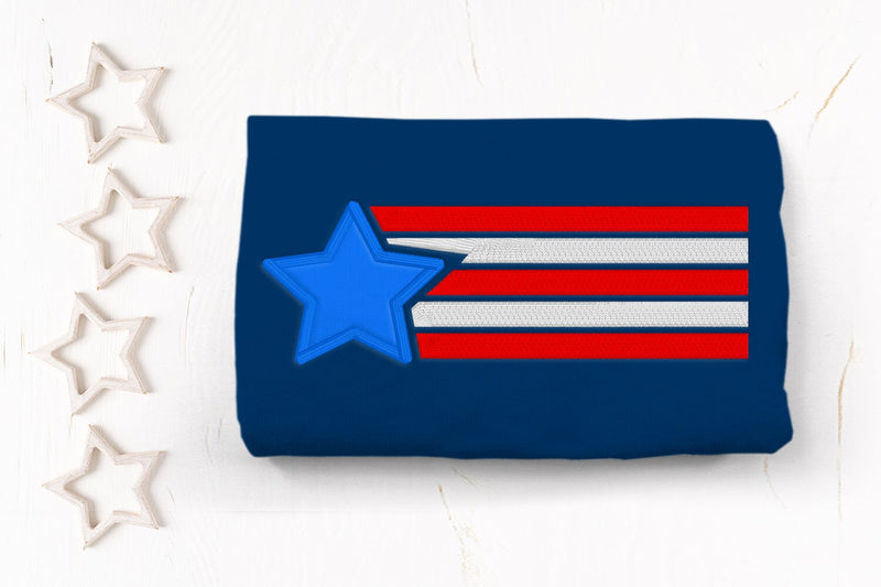 Patriotic Star with Stripes Applique Embroidery Embroidery/Applique DESIGNS Designed by Geeks 