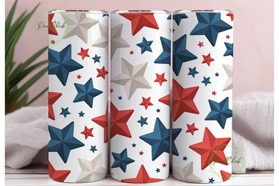Patriotic Stars 20oz Tumbler Wrap Sublimation PixelChick 