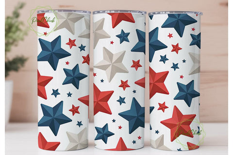 Patriotic Stars 20oz Tumbler Wrap Sublimation PixelChick 