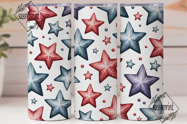 Patriotic Stars 20oz Tumbler Wrap Sublimation sassyprint 